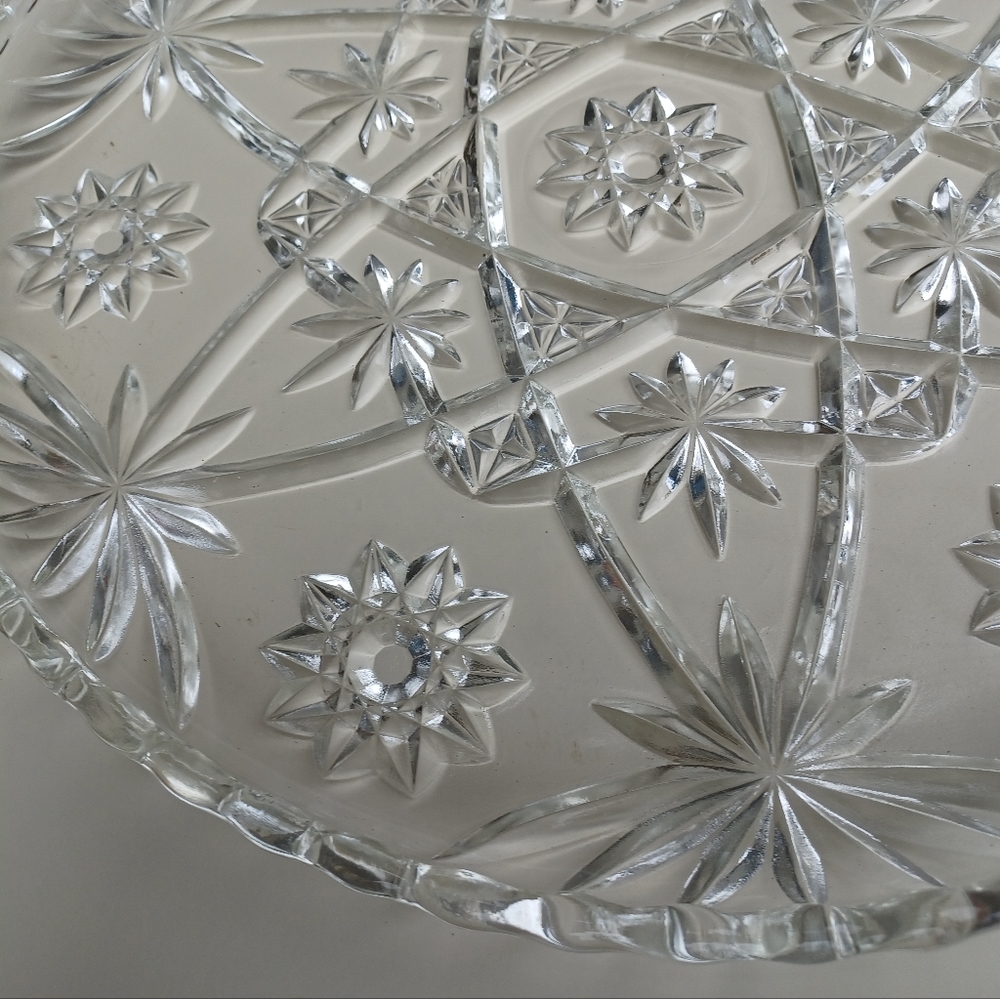 Vintage Anchor Hocking Star Of David Prescut Glass Plate 13.5" - Picture 15 of 15